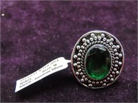German silver Ring: Emerald.