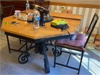 Iron Base Kitchen Table, 4 Chairs. Table Is 44