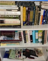 3 Shelves Of Books And Magazines. Wildflowers,