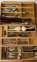 Assorted Stainless Flatware, Grill Set Tools,