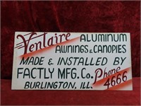 Ventaire aluminum awning sign. Burlington, IL