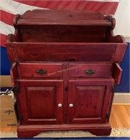 Red Painted Dry Sink Is 34x19x42 W Drop Front