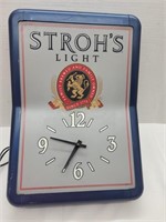 Works Stroh's Light Beer Clock Advertising 13x18