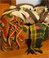 Crocheted Granny Blanket, Feather Bed Star Quilt