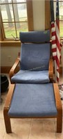 Blue Ikea Bentwood Chair, American Flags. On Side