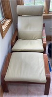 Beige Leather Ikea Bentwood Lounge Chair With
