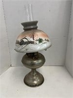 Oil lamp with shade (some damage on shade)