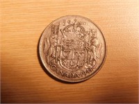 Monnaie Canada 50c1943 80% argent