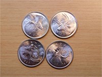 Monnaie 4 x 25c 1968 50% argent 50% cuivre