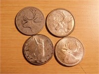 Monnaie  en argent 4 x 25C 80% (1945,1959,64,67)