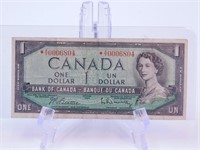 Monnaie Canada 1$ papier série 1954 BC-37ba