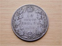 Monnaie Canada 50c 1918   92.5% argent