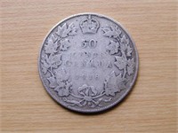 Monnaie Canada 50c 1918 92.5 % argent