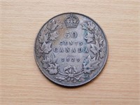 Monnaie Canada 50c 1929 92.5% argent