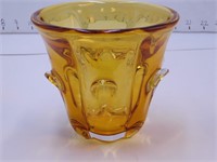 Vase en verre soufflé couleur ambre caramel