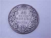 Monnaie Canada 50c 1910 92.5% argent