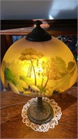 Antique table lamp, beautiful reverse painted