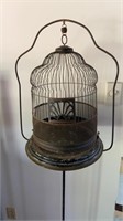 Antique birdcage on original antique iron stand,