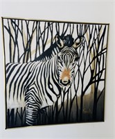 Large zebra original oil painting on canvas ,