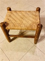 Small Clore foot stool , woven top, 12x14x11
