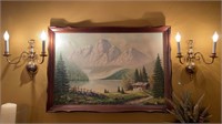 Original oil painting on canvas, Swiss mountains