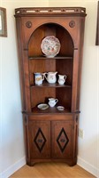 Small antique corner cupboard cabinet , three