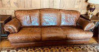 Dark Brown leather sofa couch , 3 person size