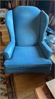Blue Broyhill wingback chair , light blue velvet