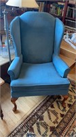Blue Broyhill wingback chair , light blue velvet
