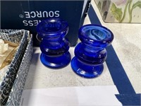 COBALT CANDLE HOLDERS