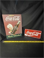 COCA COLA ADVERTISING SIGN & LICENSE PLATE
