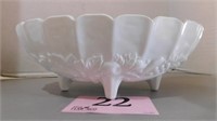 FOOTED MILK GLASS FRUIT BOWL
