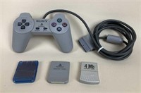 Vintage Playstation 1 Controller and Memory Cards