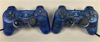 Lot of Playstation 2 Translucent Blue Controllers