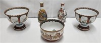 Collection of 5 Various Hand Painted Asian Pieces
