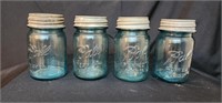 4pc Blue Ball Pint Jars w/Zinc Lids