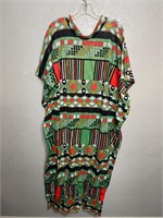 Vintage Polyester Patterned Dashiki Kaftan Dress