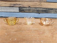 VINTAGE JEANETTE AMBER GLASS DOUBLE HANDLED...