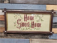 FRAMED "HOME SWEET HOME" CROSS-STITCH ART