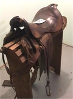 Antique Army Saddle 16", Adams1915 Date Stamp