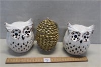 NICE OWL DECOR WITH BRAS BASKET WITH HINGES