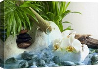 Canvas Print Wall Art White Orchids and Zen Stones