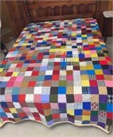 Handmade Patchwork Quilt Vtg Boho Colorful 96 x