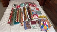 Christmas Wrapping paper, cards, bows, gift bags