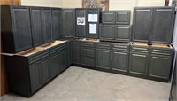 New Castle Grey 15 Pc Kitchen Cabinet Set w/Pantry