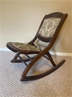 Upholstered Folding Rocking Chair w/Nailhead Trim