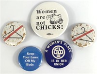 Vintage Feminist Movement Buttons