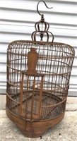Large Intricately Carved Wooden Birdcage