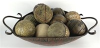 Metal Handled Bowl w/11 Spheres
