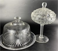 Glass Cheese Server & Lidded Candy Dish
